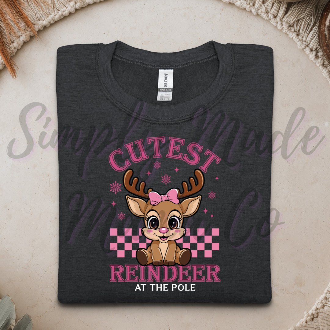 Coolest Reindeer At The Pole Pink Sweatshirt