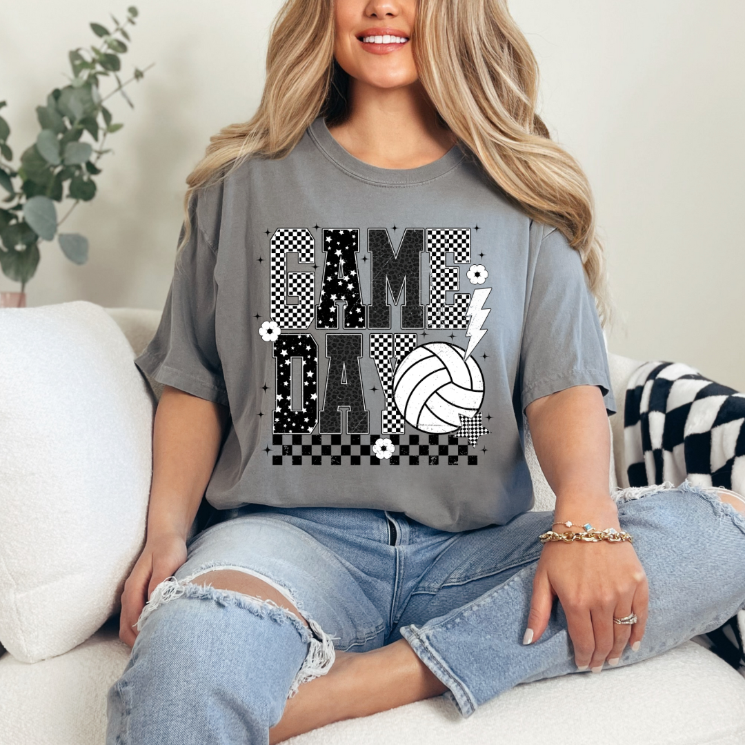 Game Day Volleyball Checkered Comfort Color