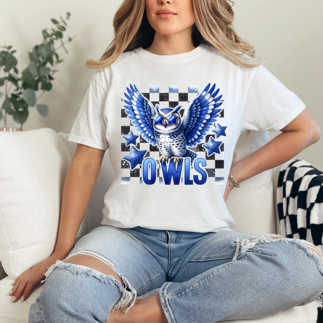 Owls Checkered Mascot (short sleeve, long sleeve, sweatshirt, hoodie)