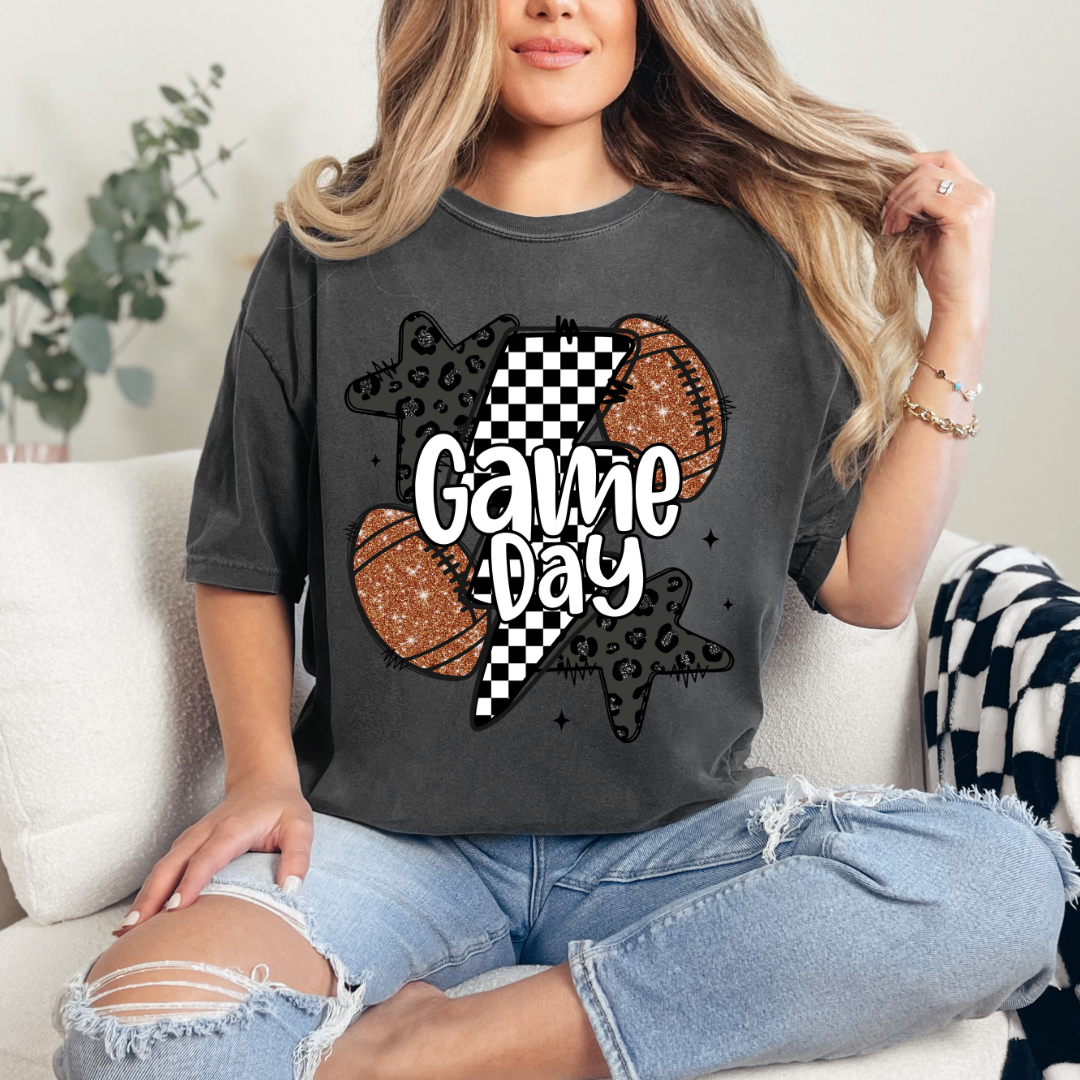 Game Day Football Checkered with Stars Comfort Color