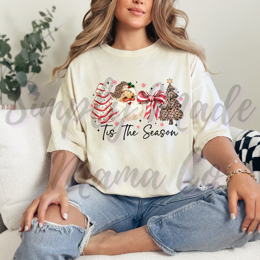 Tis The Season Cheetah Santa Comfort Color Shirt