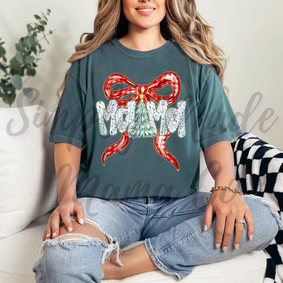 Mama Christmas Bow Comfort Color