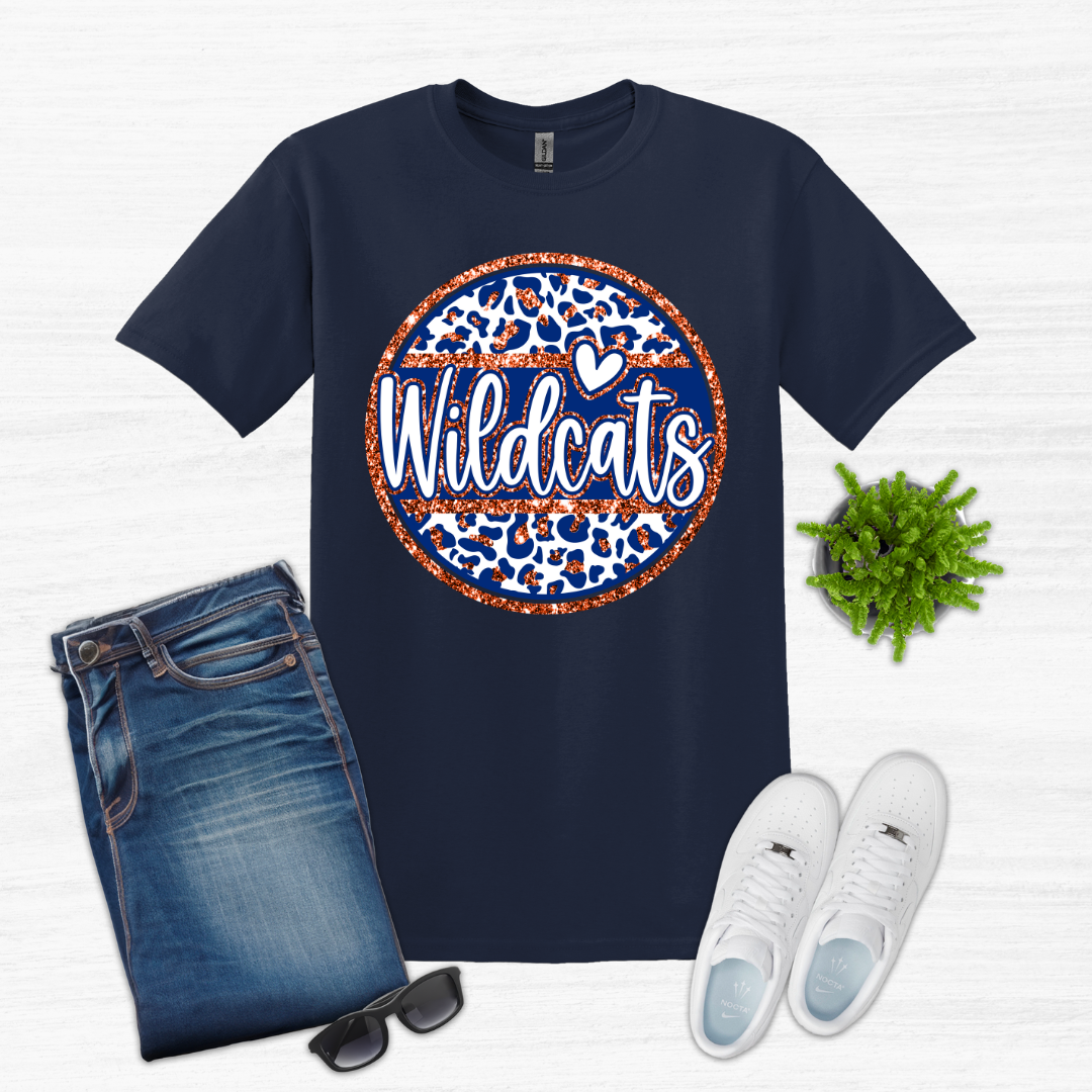 Wildcats Cheetah Faux Glitter Gildan Short Sleeve (Youth and Adult)