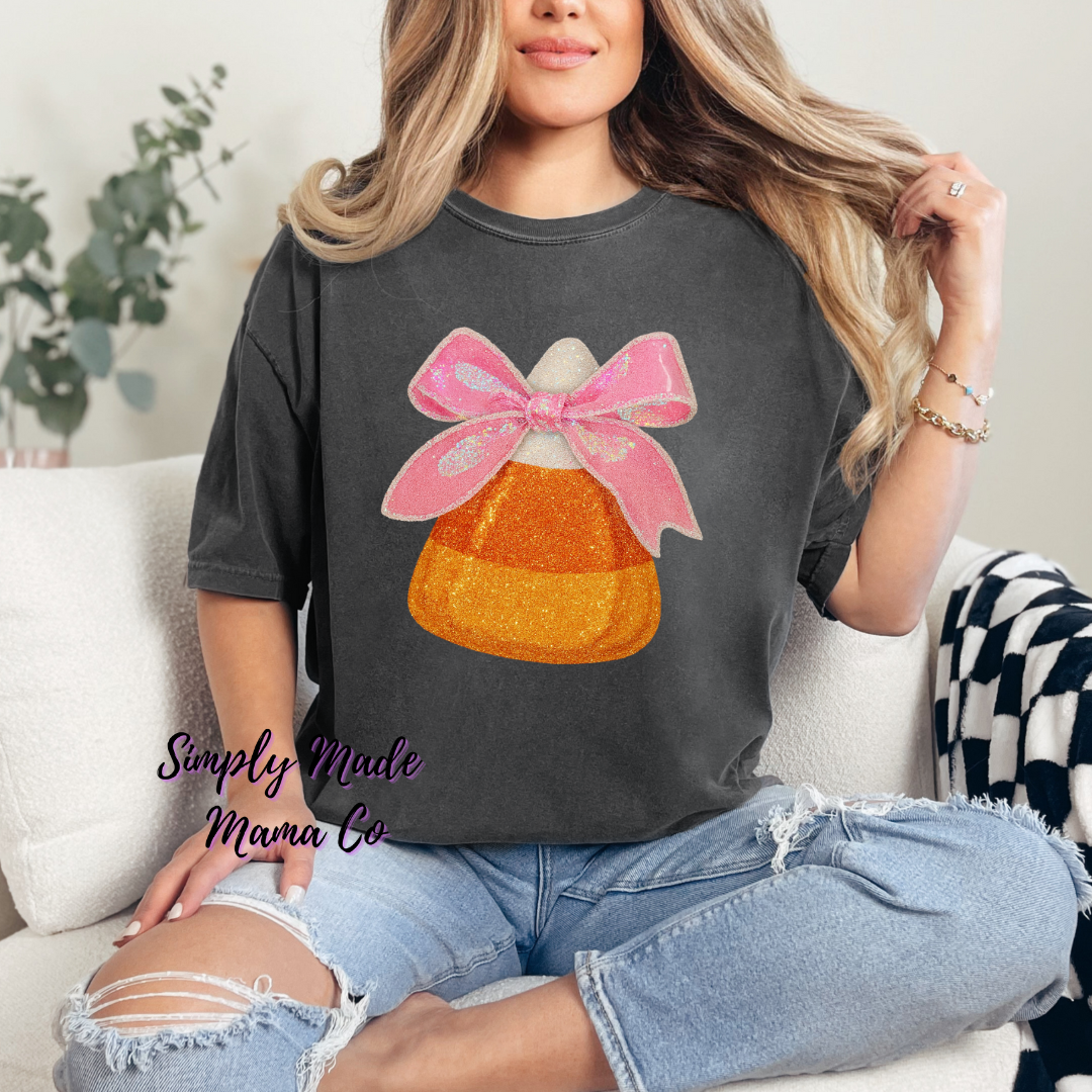 Faux Glitter Candy Corn Comfort Color