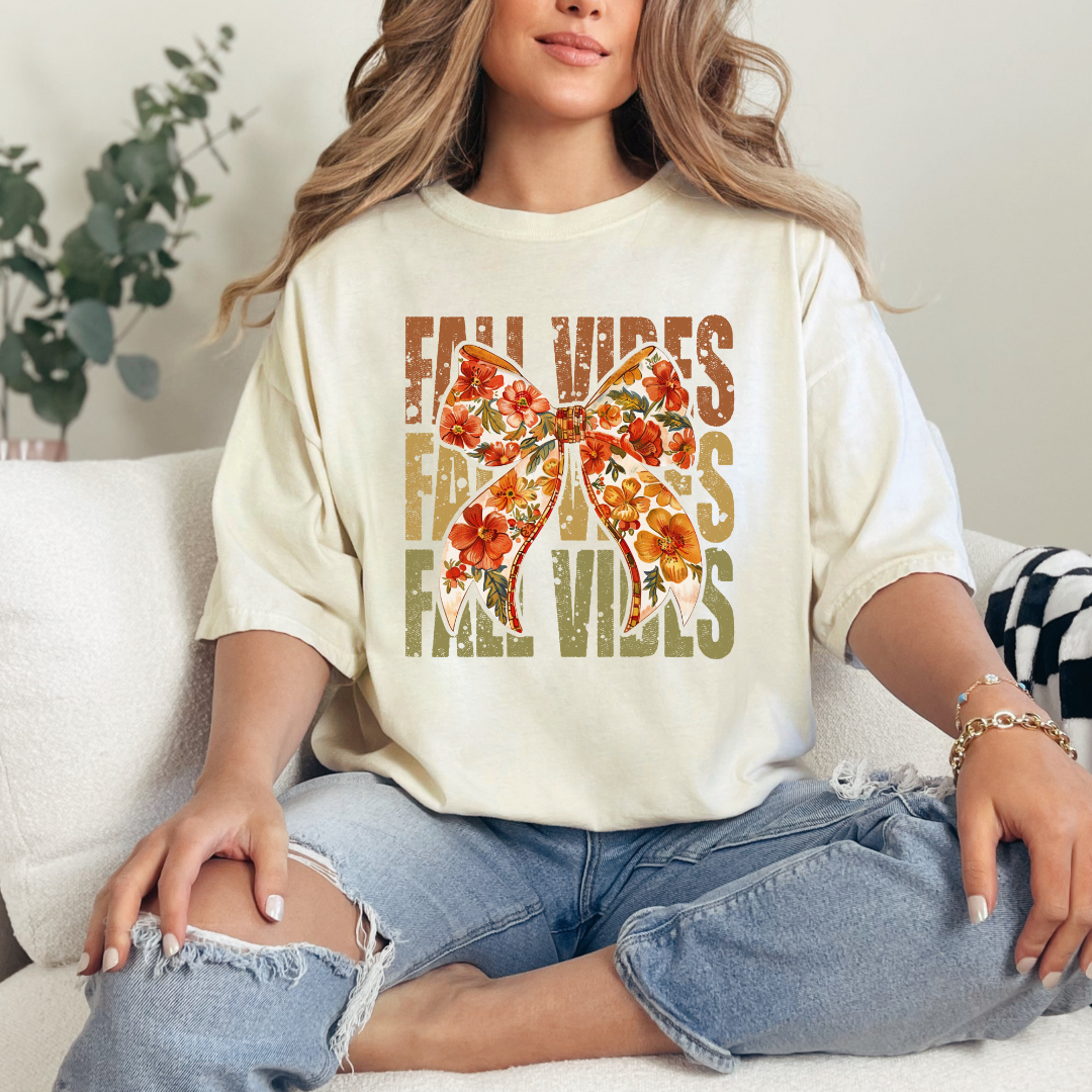 Fall Vibes with Bow Adult Shirt