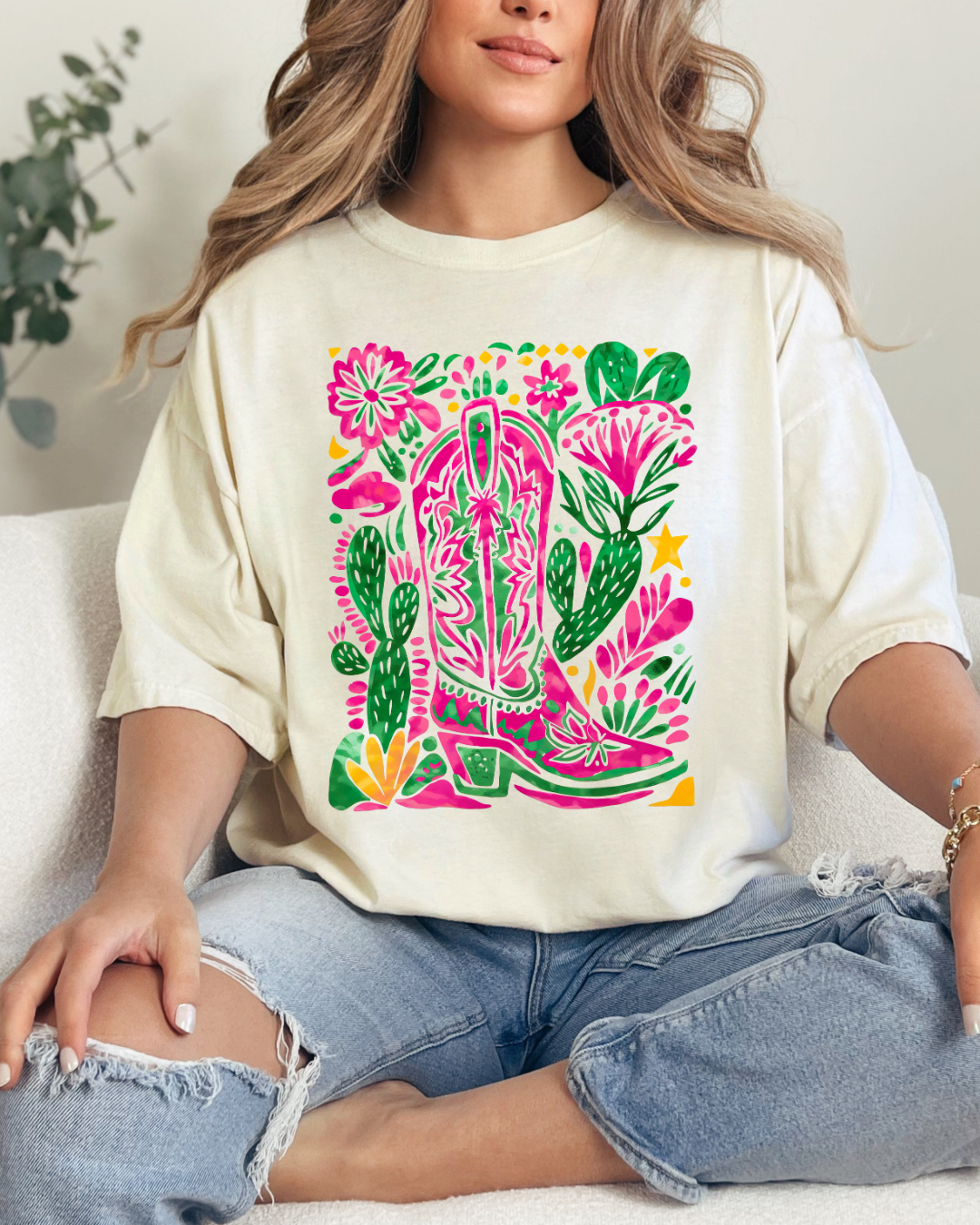 Floral Cactus Boots Comfort Color