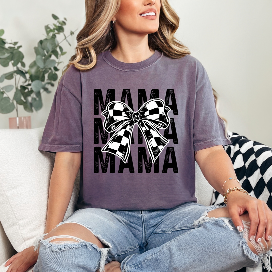 Mama Checkered Bow Comfort Color