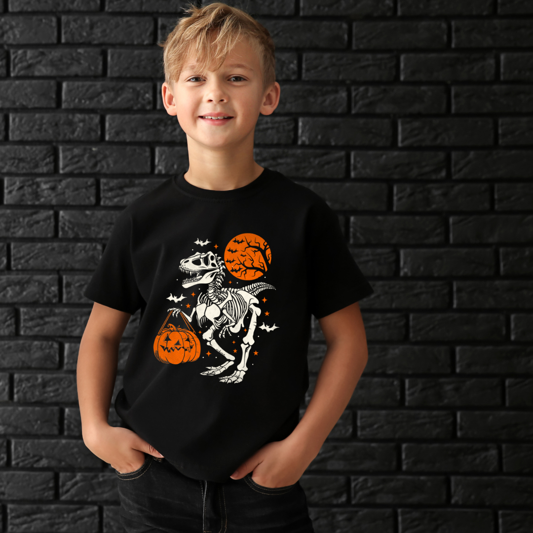 Dinosaurs and Pumpkins Kid Shirt