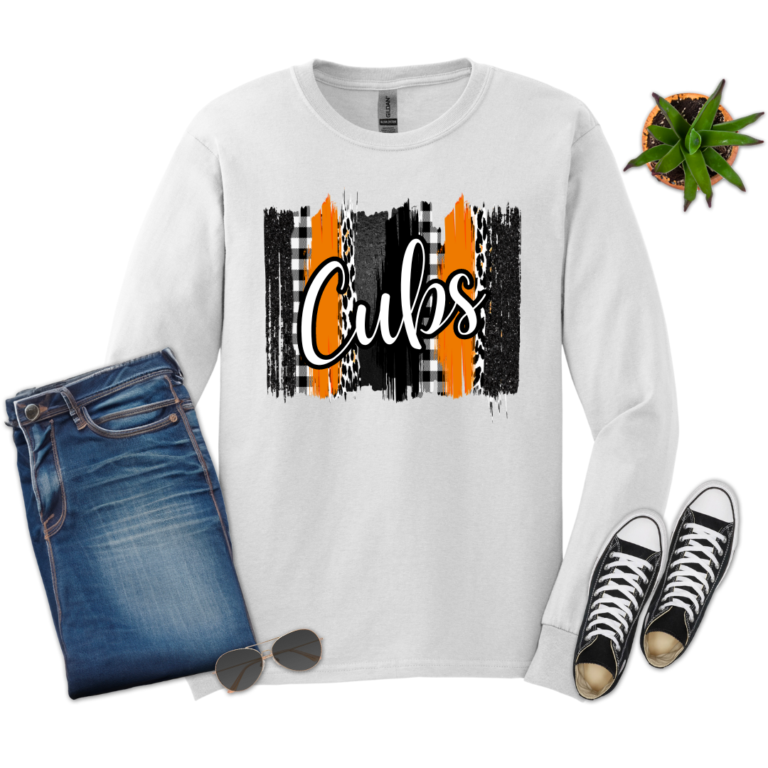 Cubs Checkered Gildan Long Sleeve (Youth and Adult)