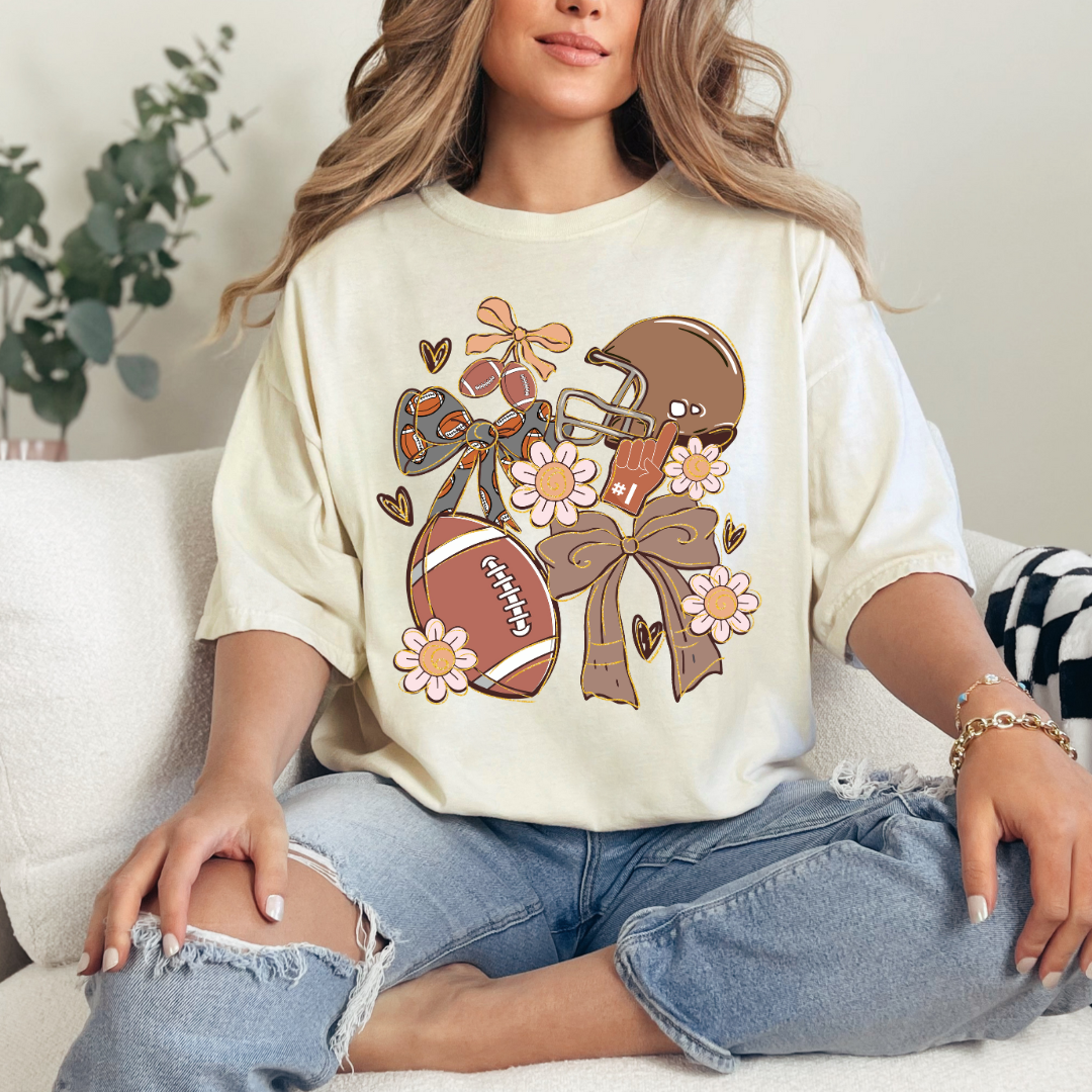 Football Collage with Bows Comfort Color