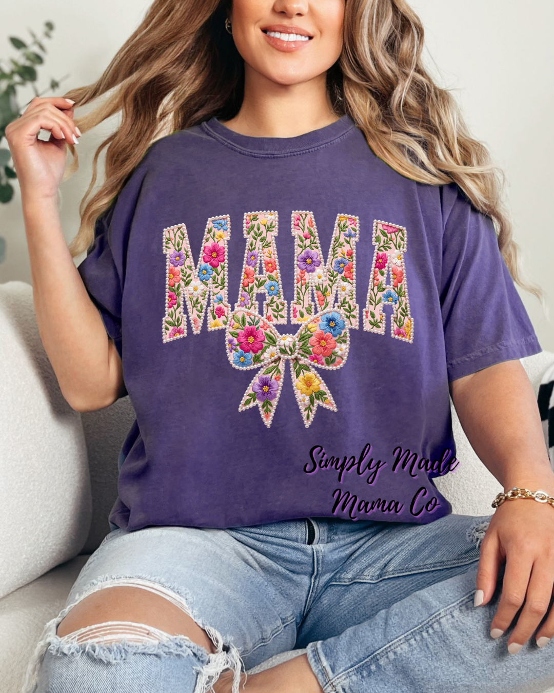 Mama Floral Bow Comfort Color
