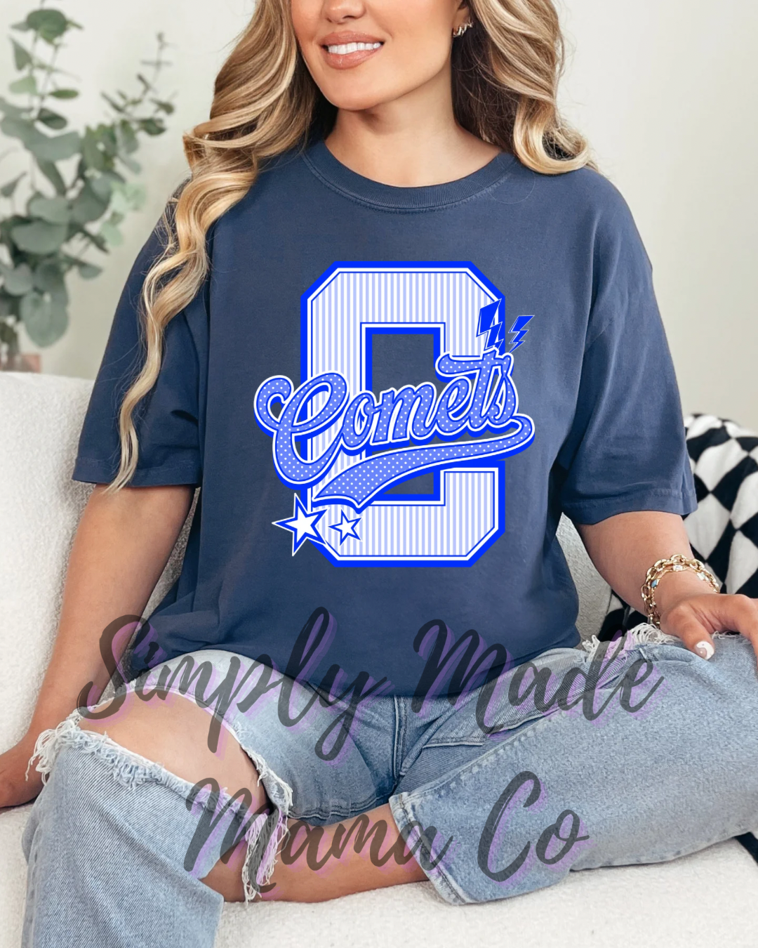 Comets Block Letter on Navy (short sleeve, long sleeve, sweatshirt, hoodie)