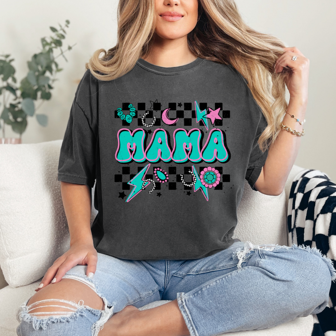 Mama Turquoise and Pink Comfort Color