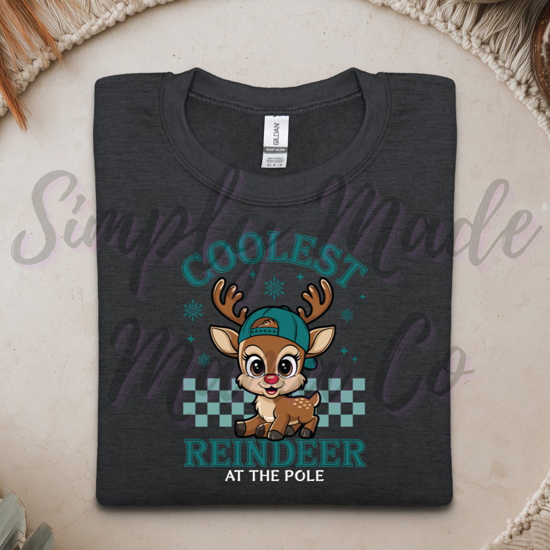 Coolest Reindeer At The Pole Blue Sweatshirt
