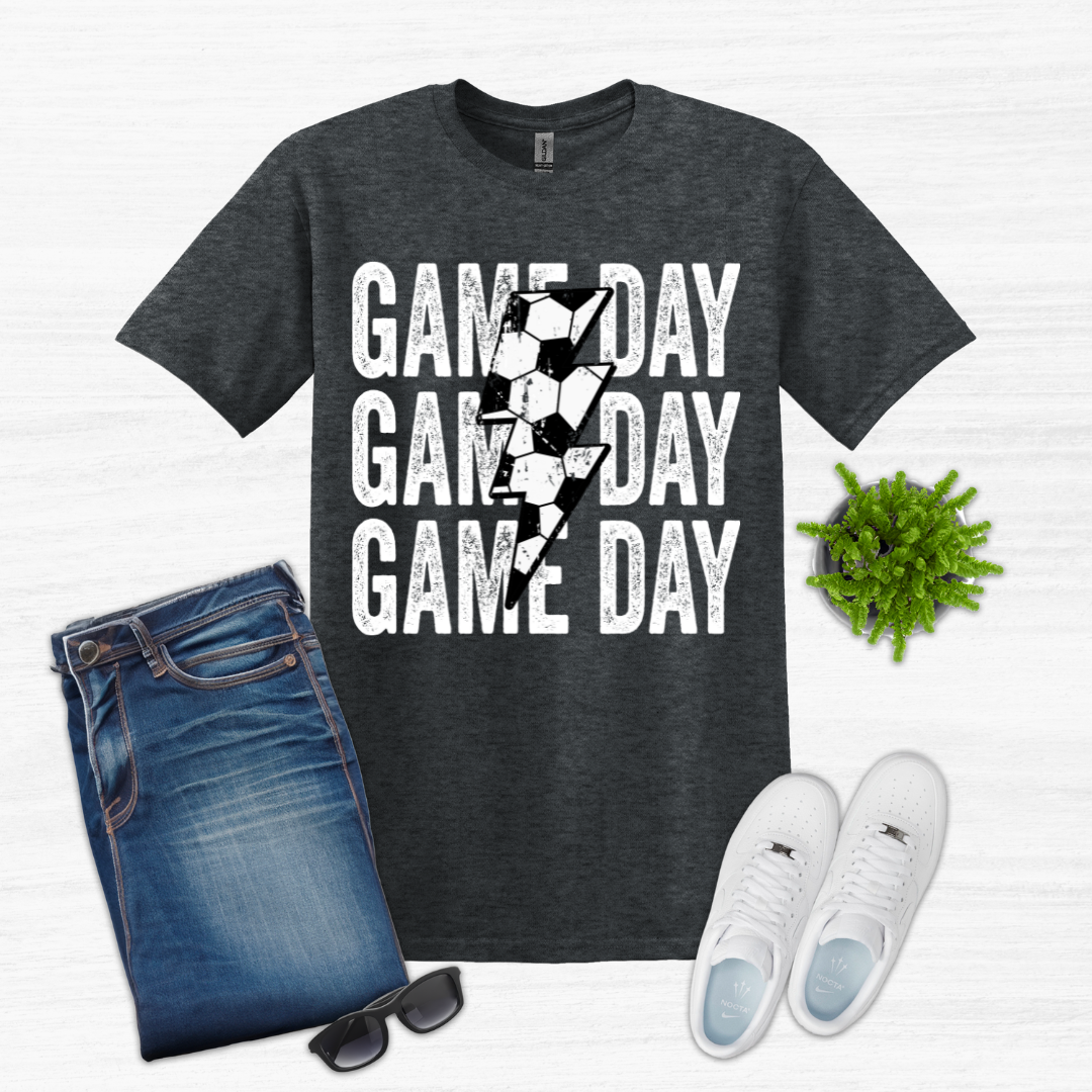 Game Day Soccer Lightning Bolt (short sleeve, long sleeve, sweatshirt, hoodie)