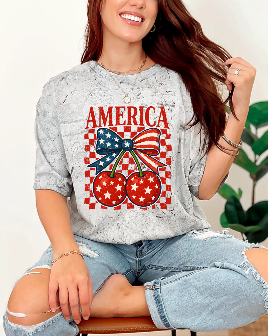 America Cherries Checkered Comfort Color Blast