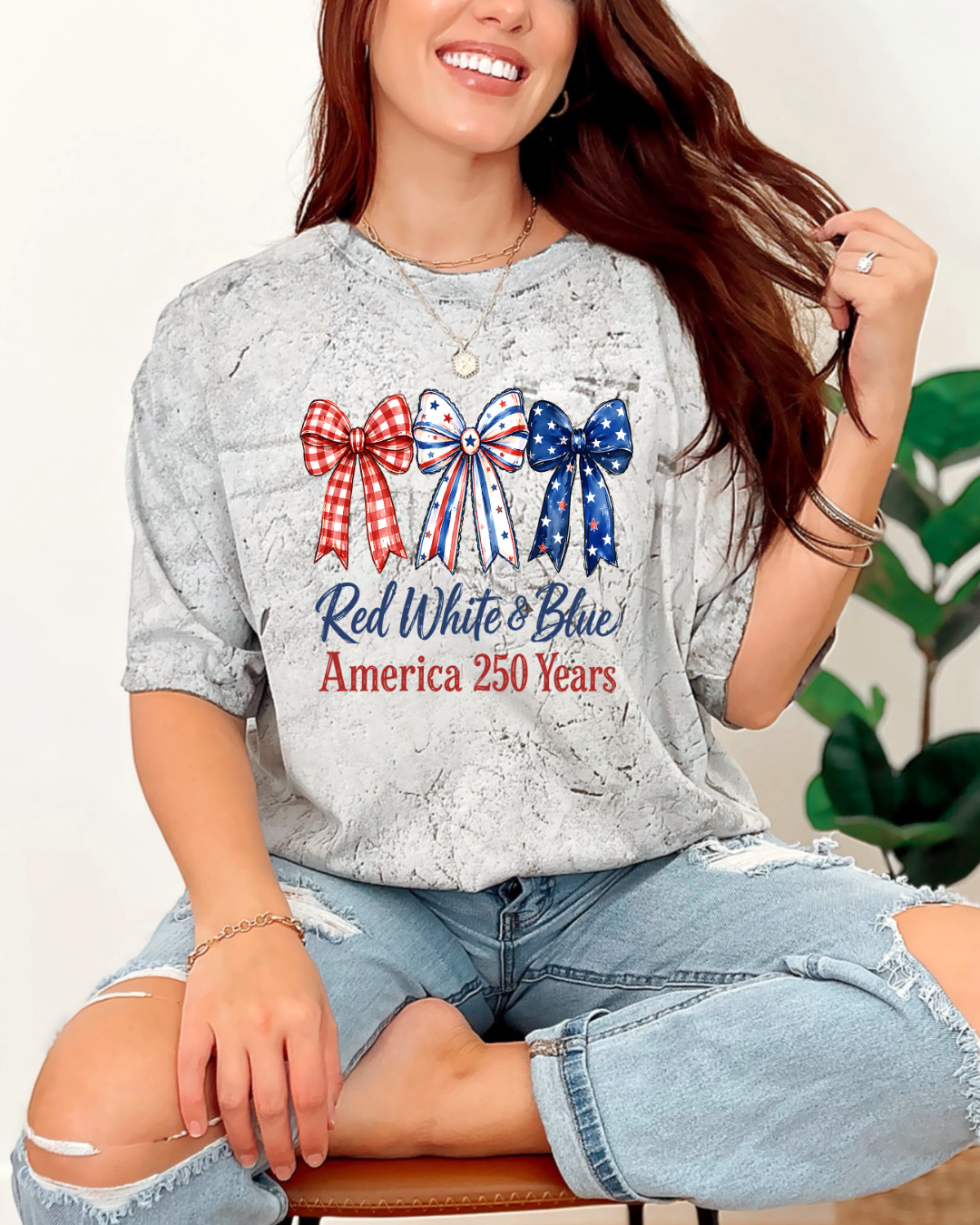 Red, White, and Blue Bows Comfort Color Blast