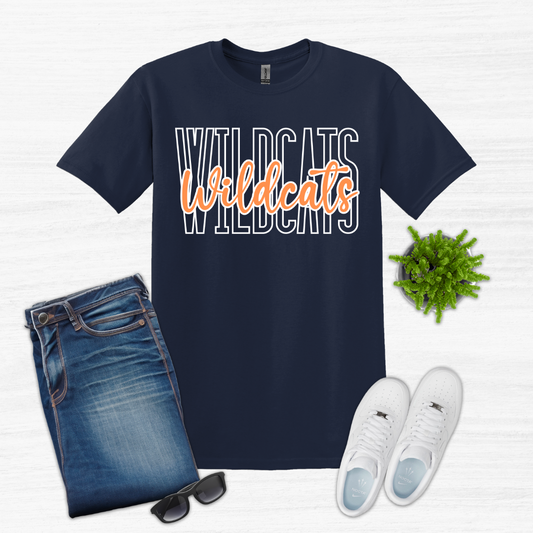 Wildcats Script Navy Gildan Short Sleeve (Youth and Adult)