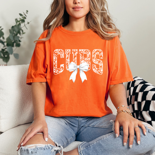 Cubs Floral Bow Shirt (short sleeve, long sleeve, sweatshirt, hoodie)