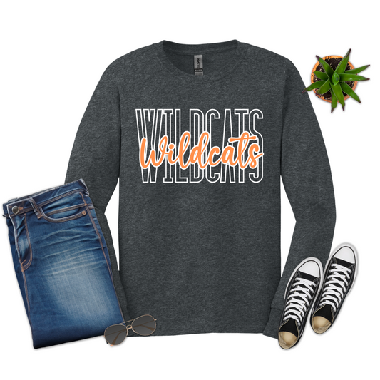 Wildcats Script Grey Gildan Long Sleeve (Adult)