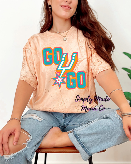 Go Spurs Go Neon Faux Glitter Comfort Color Blast