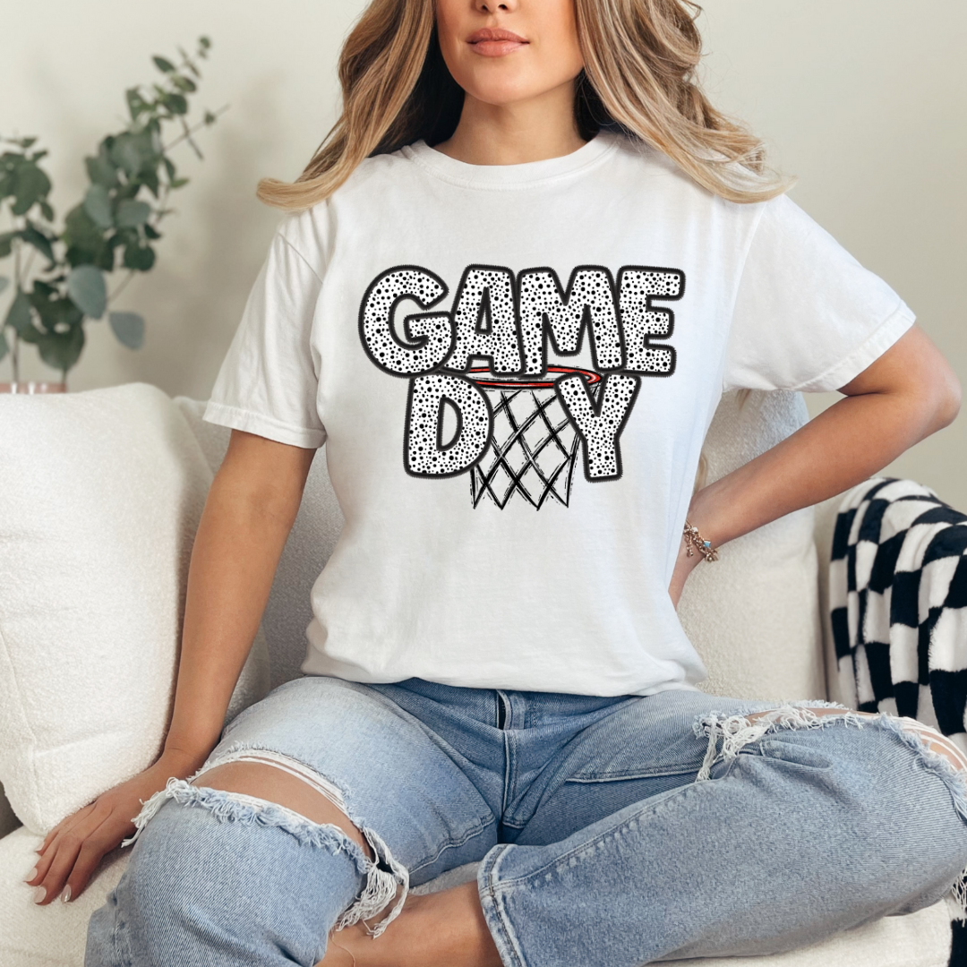 Game Day Basketball with Hoop (short sleeve, long sleeve, sweatshirt, hoodie)