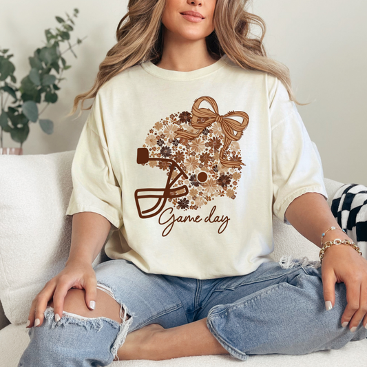 Floral Football Helmet Game Day Comfort Color