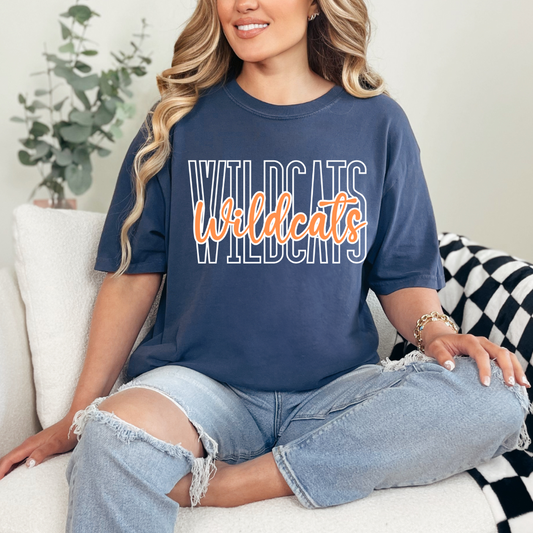 Wildcats Script Navy Comfort Color (Adult Only)