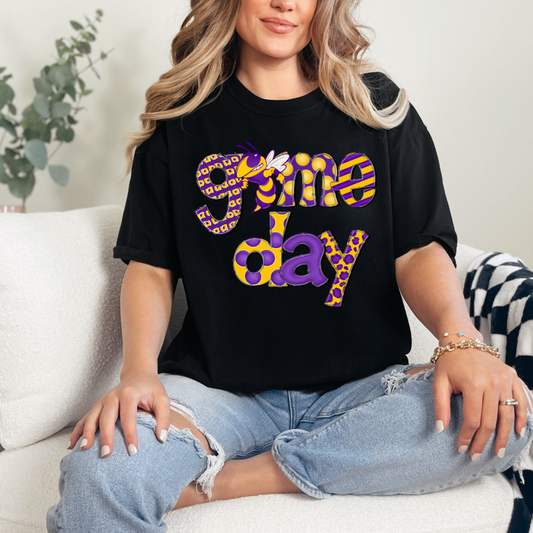 Game Day Purple and Yellow Comfort Color (Adult Only)