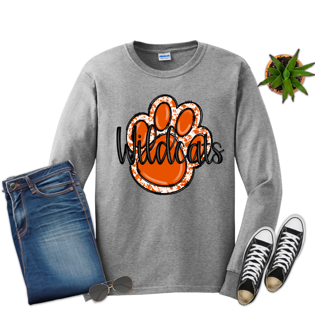 Wildcats Paw Print Gildan Long Sleeve (Youth and Adult)