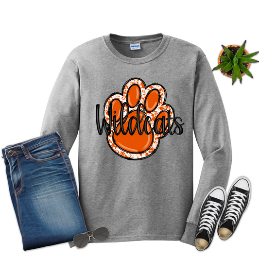 Wildcats Paw Print Gildan Long Sleeve (Youth and Adult)