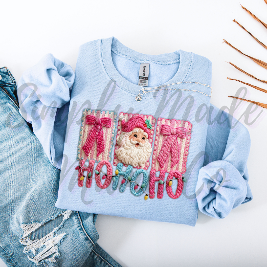 Faux Yarn Ho Ho Ho Sweatshirt