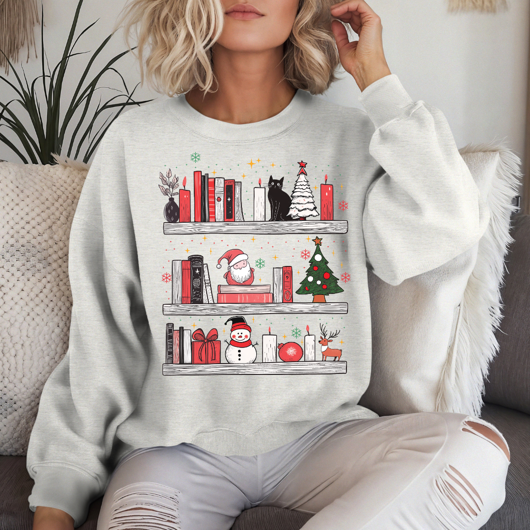 Christmas Book Shelf Sweatshirt