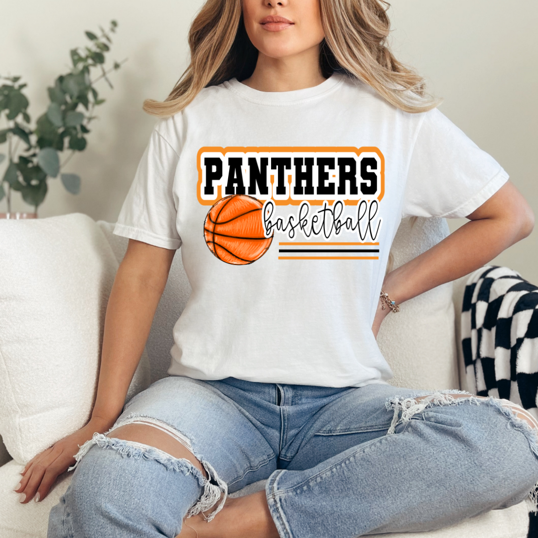 Panthers Basketball Border Outline (short sleeve, long sleeve, sweatshirt, hoodie)