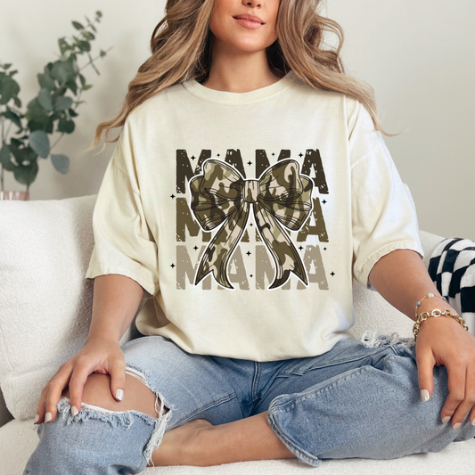 Mama with Camo Bow Comfort Color