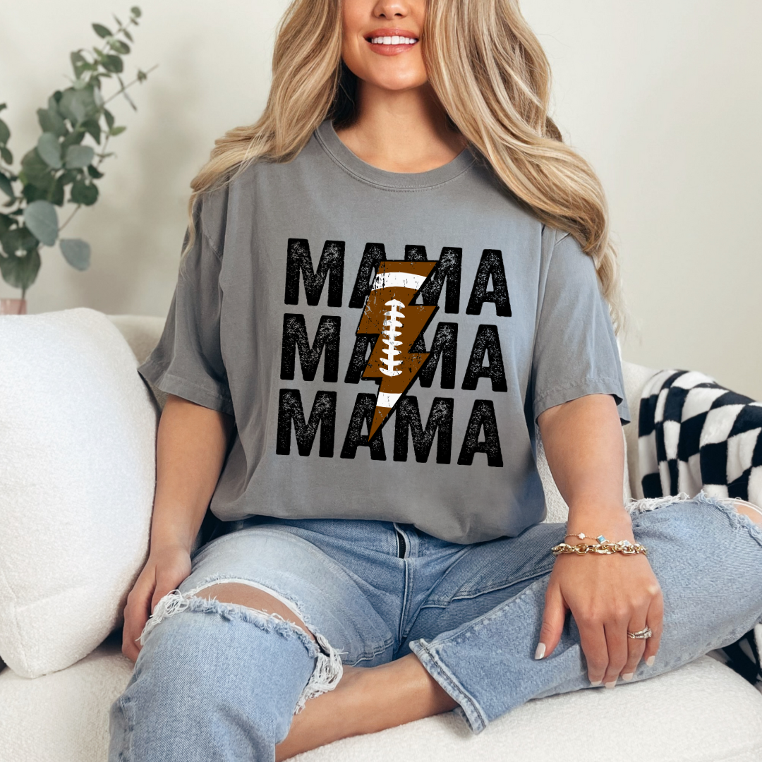 Mama Football Lightning Bolt Grey Comfort Color