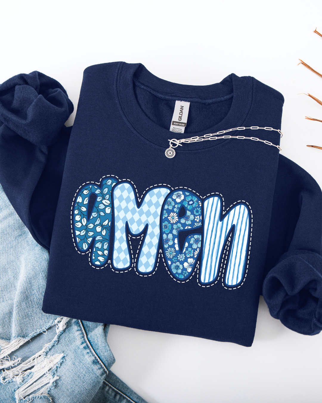 Amen Quilted Pattern Sweatshirt