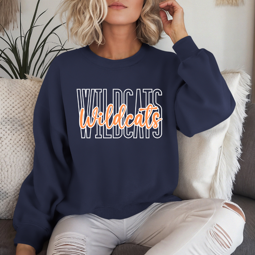 Wildcats Script Navy Sweatshirt (Youth and Adult)