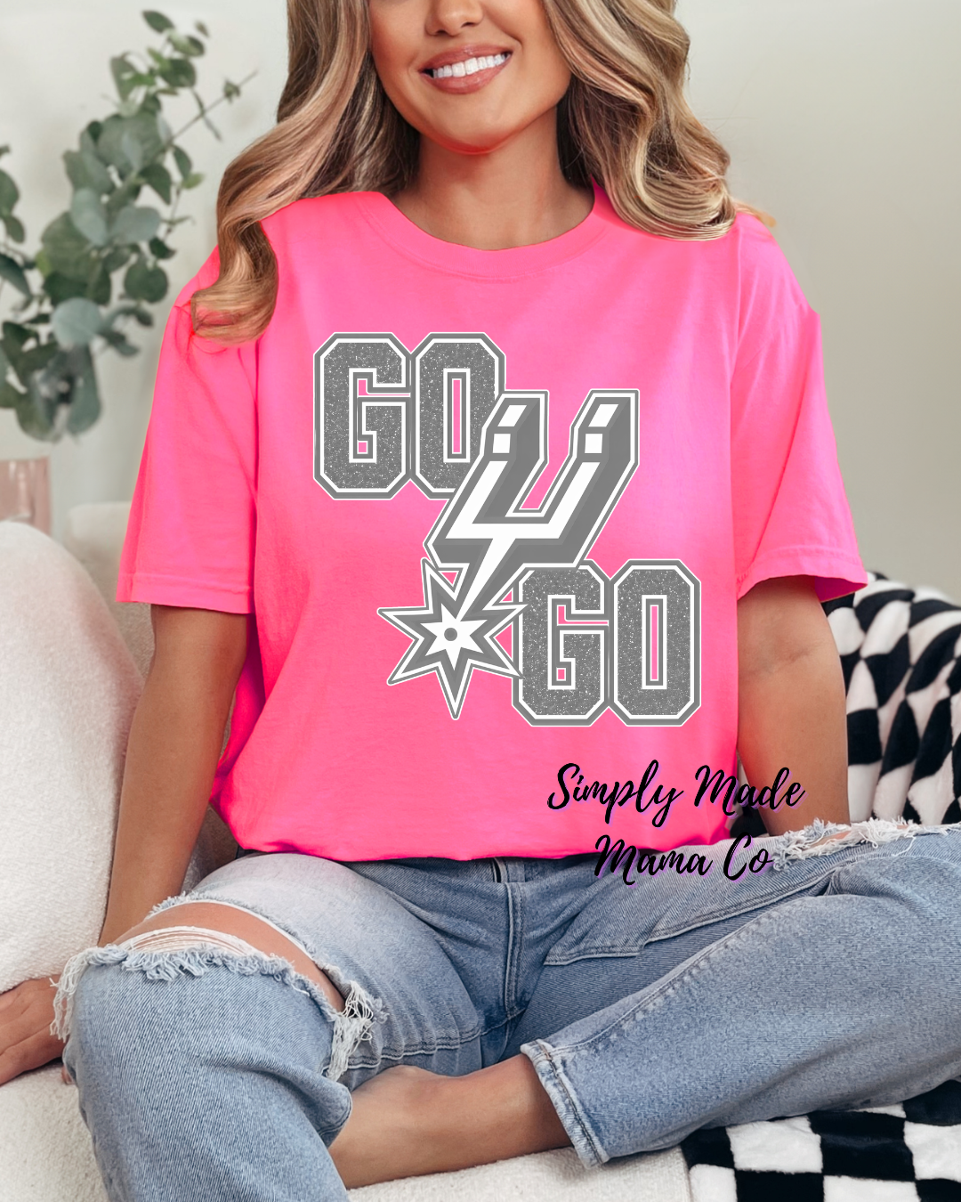 Go Spurs Go Faux Silver Glitter Comfort Color