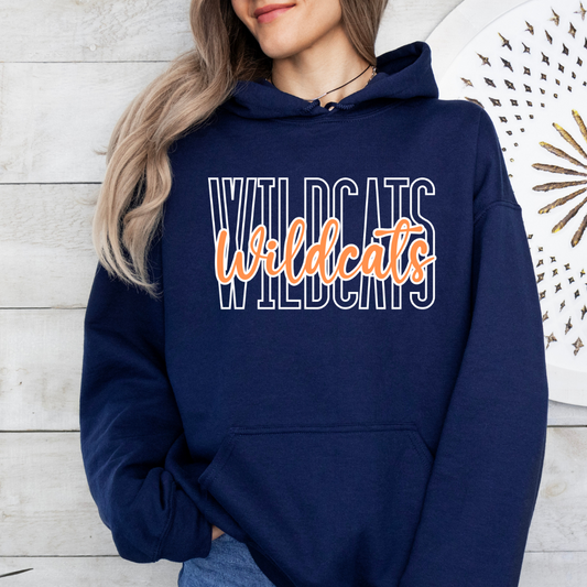 Wildcats Script Navy Hoodie (Youth and Adult)