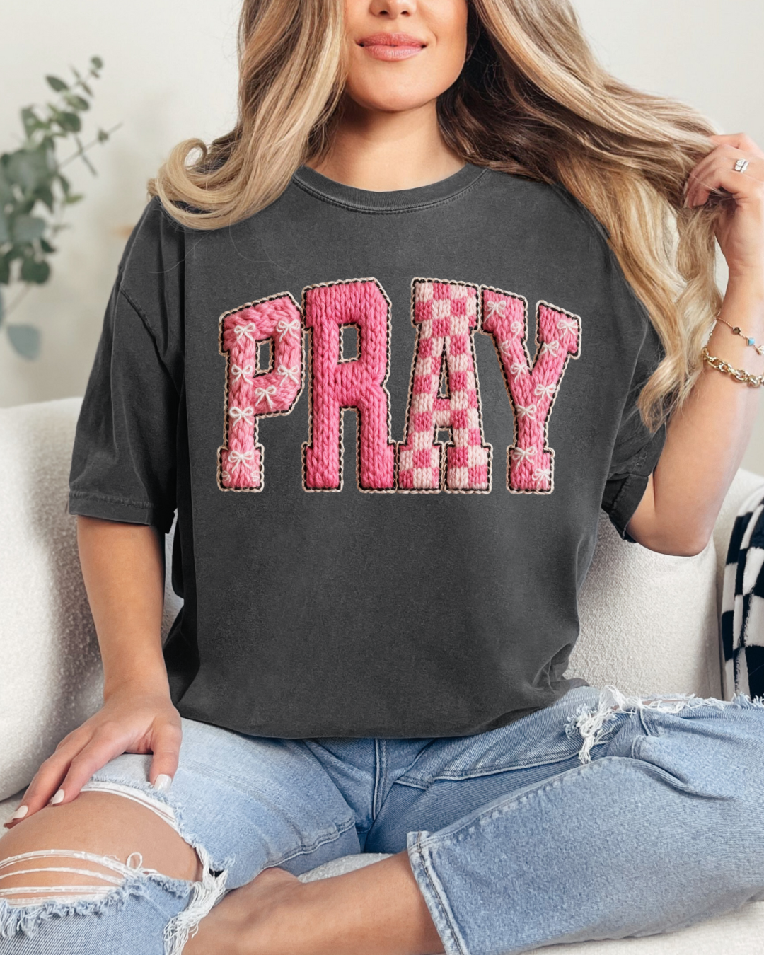 Pray Faux Quilted Comfort Color