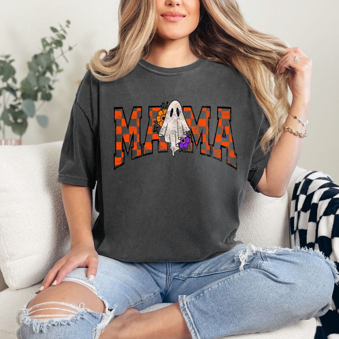 Mama Checkered Ghost Comfort Color