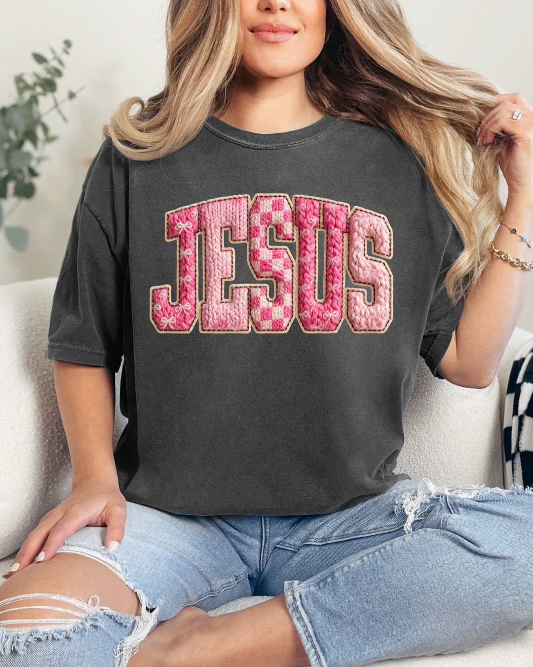 Jesus Faux Quilted Comfort Color