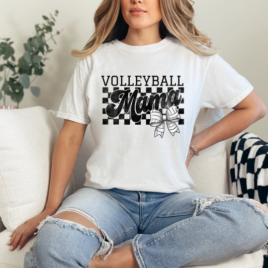 Volleyball Mama Checkered with Bow Comfort Color