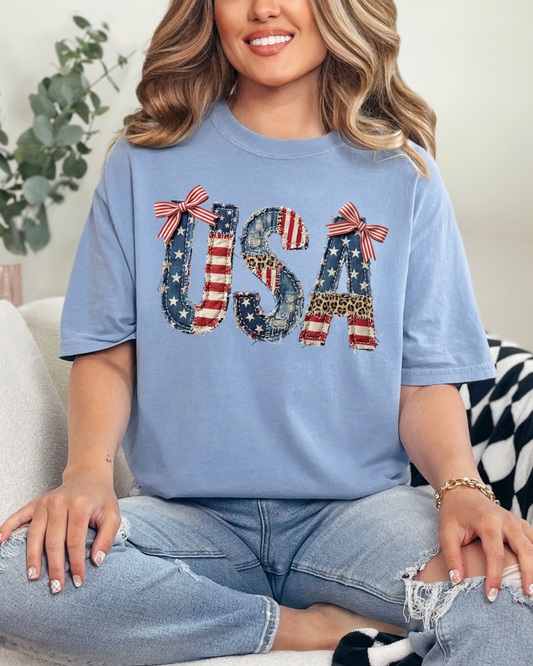 USA Patchwork with Bows Comfort Color
