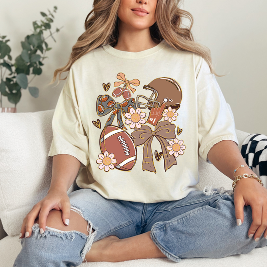 Football Collage with Bows Comfort Color