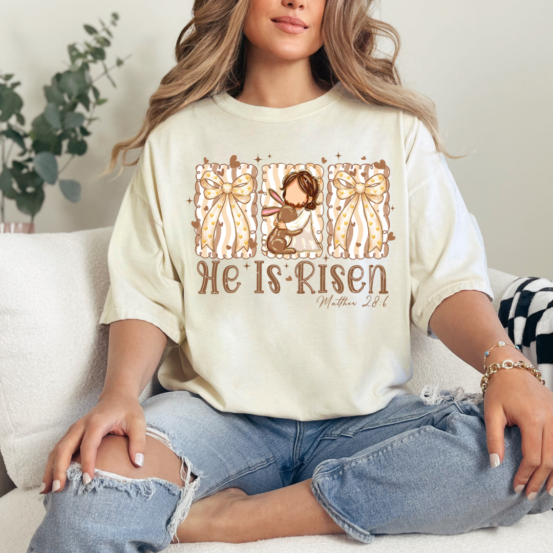 He is Risen Bows with Jesus Comfort Color