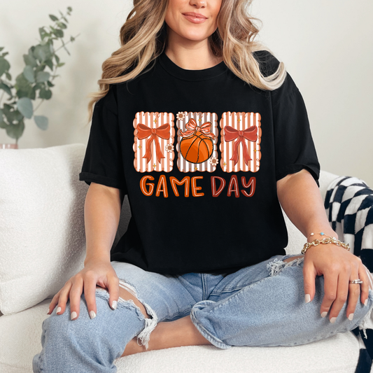 Game Day Basketball Coquette Bows (short sleeve, long sleeve, sweatshirt, hoodie)