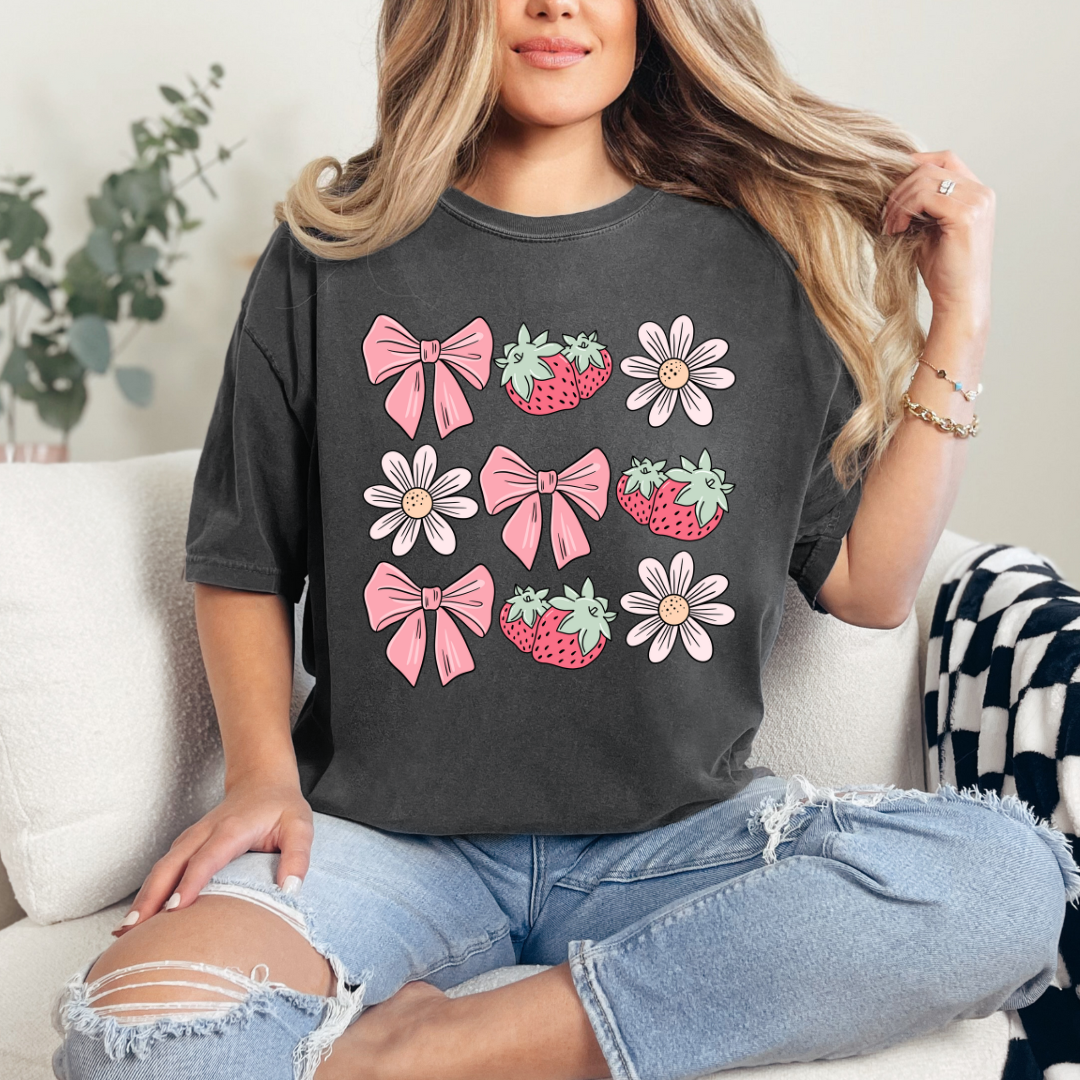 Strawberry Bow Collage Shirt