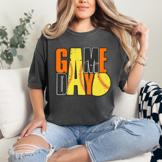 Game Day Softball Block Letters (short sleeve, long sleeve, sweatshirt, hoodie)